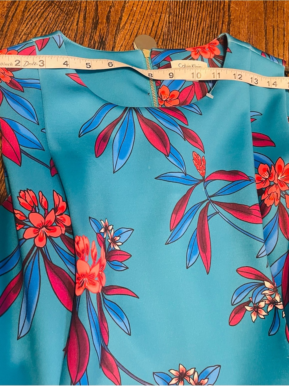 Calvin Klein  elegant Teal Floral V-Neck Sleeveless Maxi Dress size 14 - Picture 11 of 15